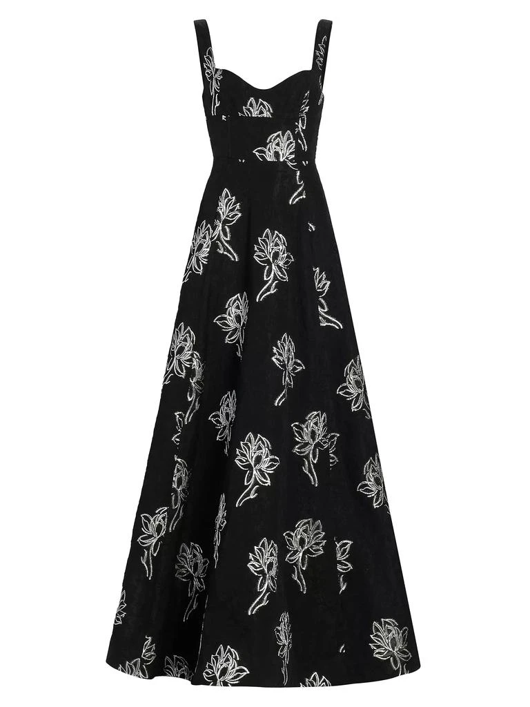 Monique Lhuillier Thalia Floral Jacquard A-Line Gown 1