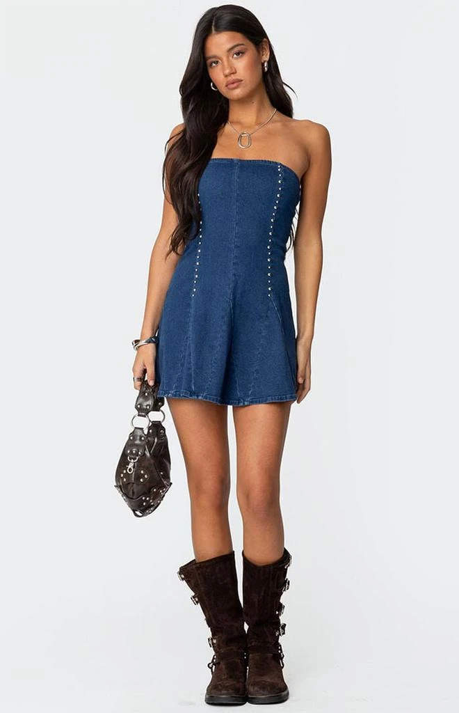 Edikted Fara Strapless Denim Mini Dress 1