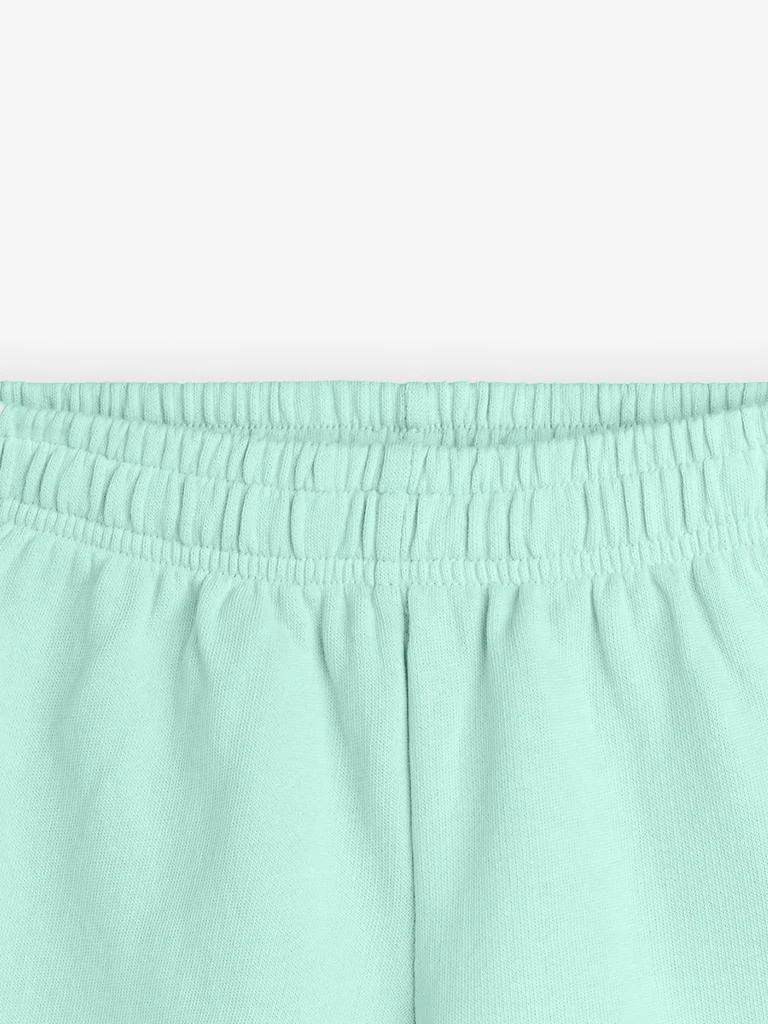 Mini Rodini Girls Jogging Sweat Shorts in Green 5