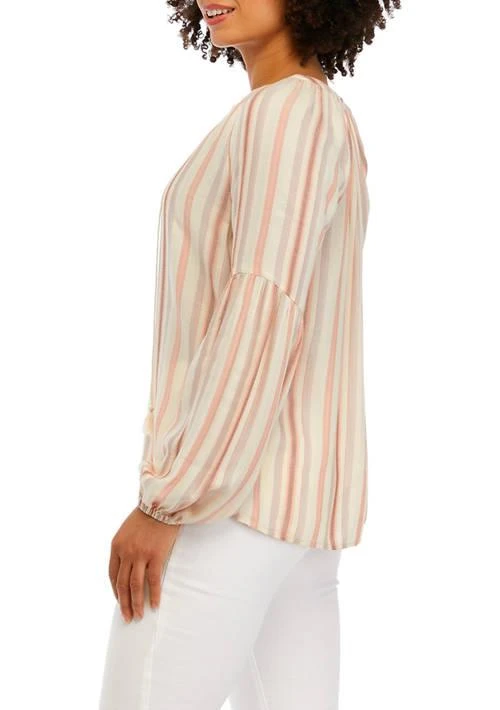 philosophy Womens Long Sleeve Woven Neck Jacquard Top 3