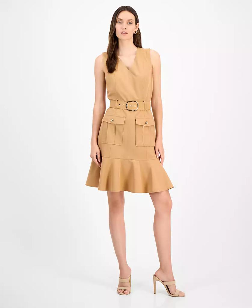 Tahari Women's Belted Sleeveless Fit & Flare Dress