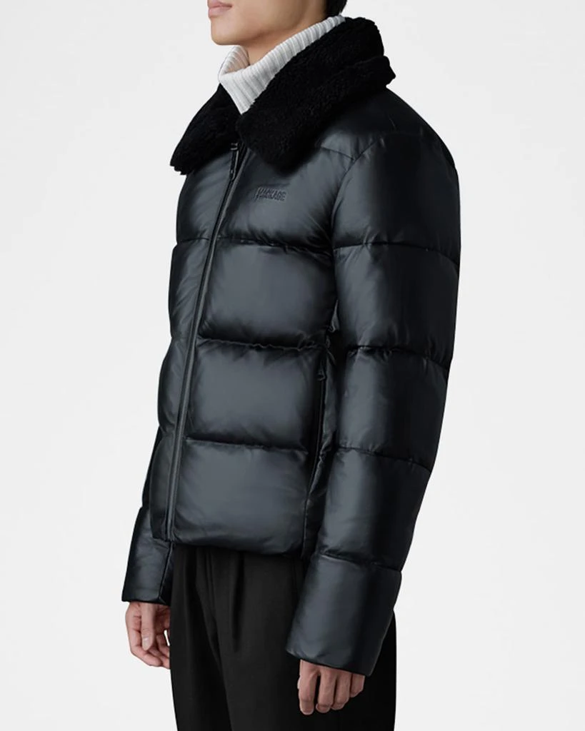 Mackage Men's Kyrie Leather Down Jacket with Shearling Collar 3