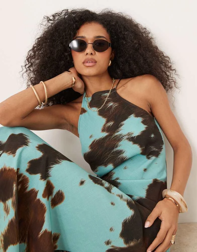 ASOS ASOS DESIGN racer linen maxi dress in blue cow print - Dresses &  Skirts - Compare Prices from 9+ Stores - Free Shipping - BeyondStyle