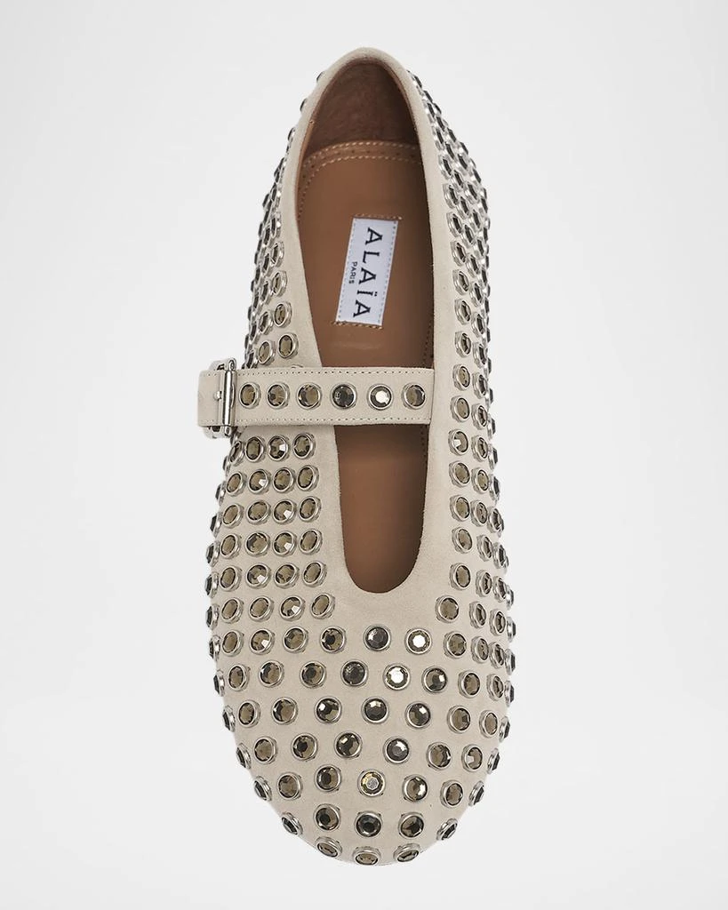 Alaia Crystal Stud Mary Jane Ballerina Flats 4