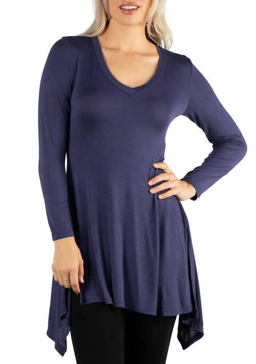 24seven Comfort Apparel Comfort Apparel Womens Long Sleeve Side Slit Hem Tunic Top 1