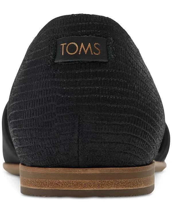 TOMS Jutti Flats Women's US 7 Black Leather Comfort Slip-On D'orsay FZP443 3