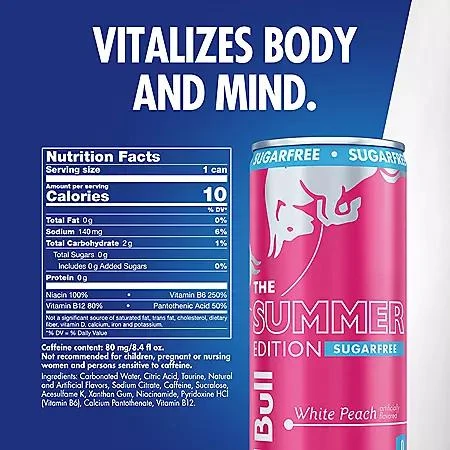 RED BULL Red Bull Sugar Free Summer Edition White Peach 8.4 fl. oz., 24 pk. 2