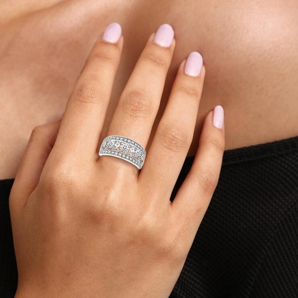 Vir Jewels 1/6 cttw Round Cut Lab Grown Diamond Wedding Band 35 Stones .925 Sterling Silver Prong Set 4