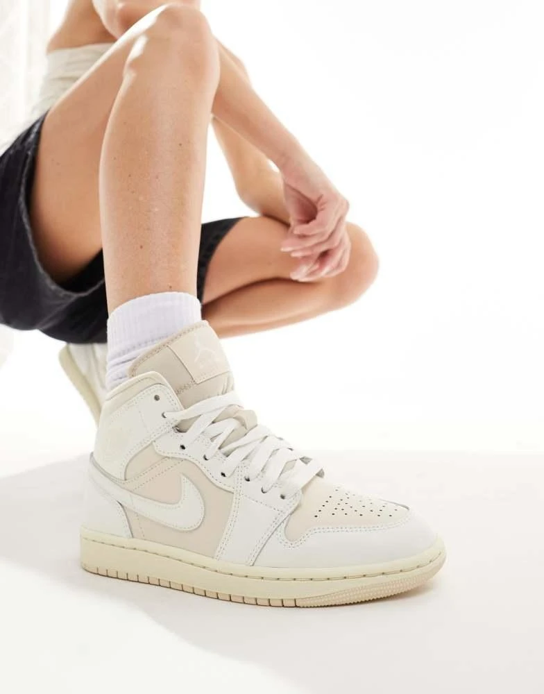 Jordan Nike Air Jordan 1 Mid trainers in off white and stone 1