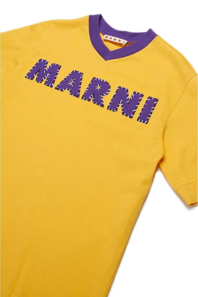 Marni Kids Marni Kids Logo Patch V-Neck T-Shirt 3