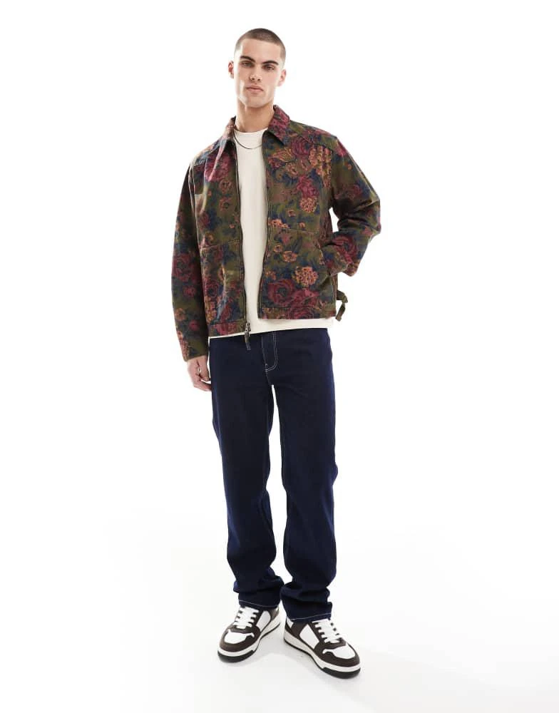 Levi's Levi's Polk cotton twill floral print harrington jacket relaxed fit in dark green 1