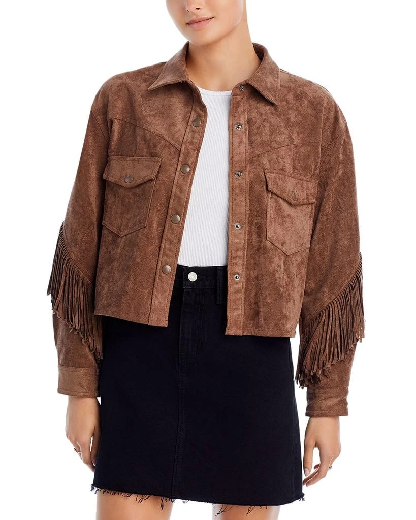 Blank NYC Faux Leather Fringe Trim Jacket 1