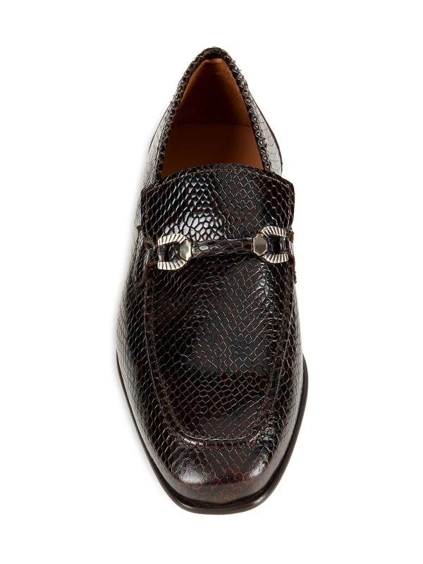 Mezlan Embossed Croc Leather Bit Loafers 5