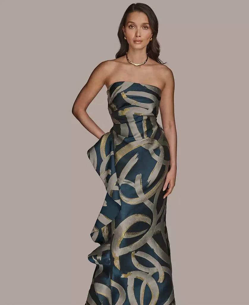 Donna Karan Women's Metallic Print Strapless Gown 3