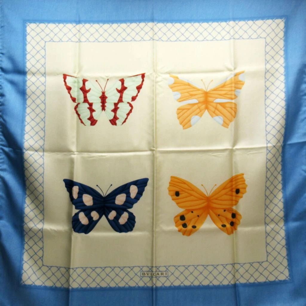 BVLGARI blue ivory Silk Scarf (Pre-Owned)