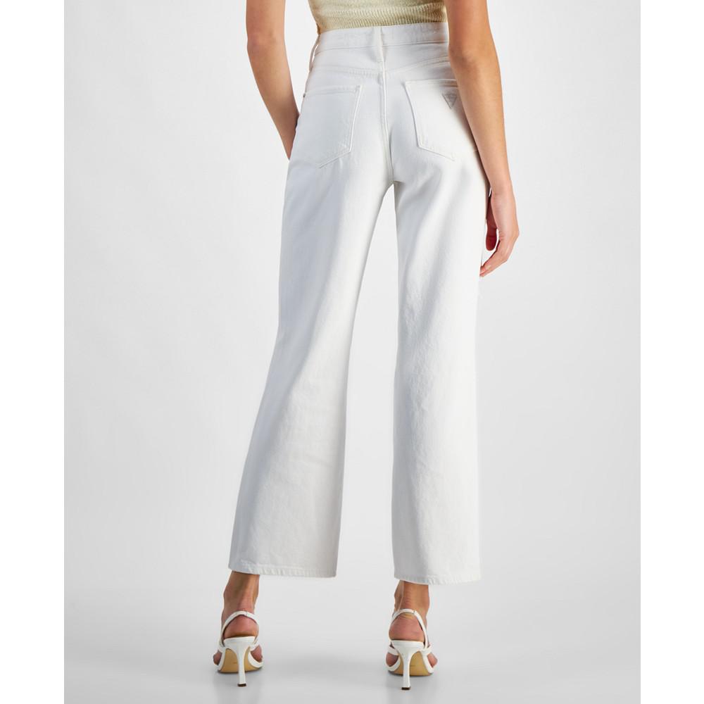 GUESS Women's 90S High Rise Distressed Straight Leg Jeans