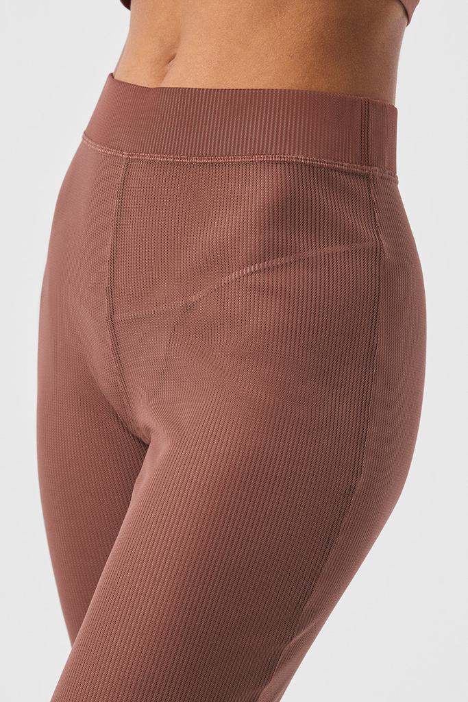 Alo Yoga Striped Mesh Tropical Nights Flare Pant - Chestnut