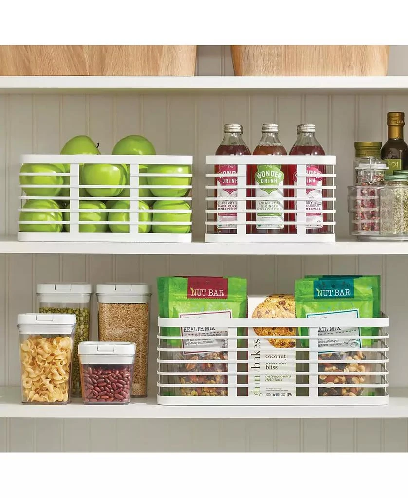 mDesign Metal Pantry Basket with Handles - Set of 2 - Matte White 7