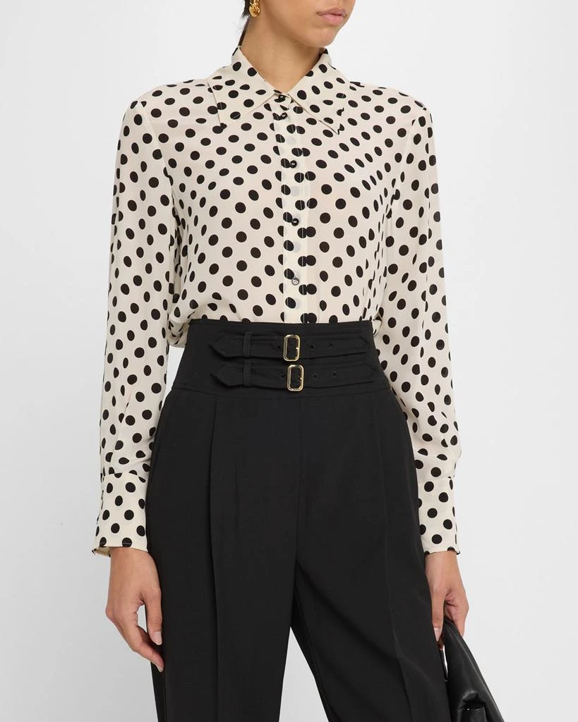 Marella Conio Polka Dot Silk Crepe De Chine Shirt 4