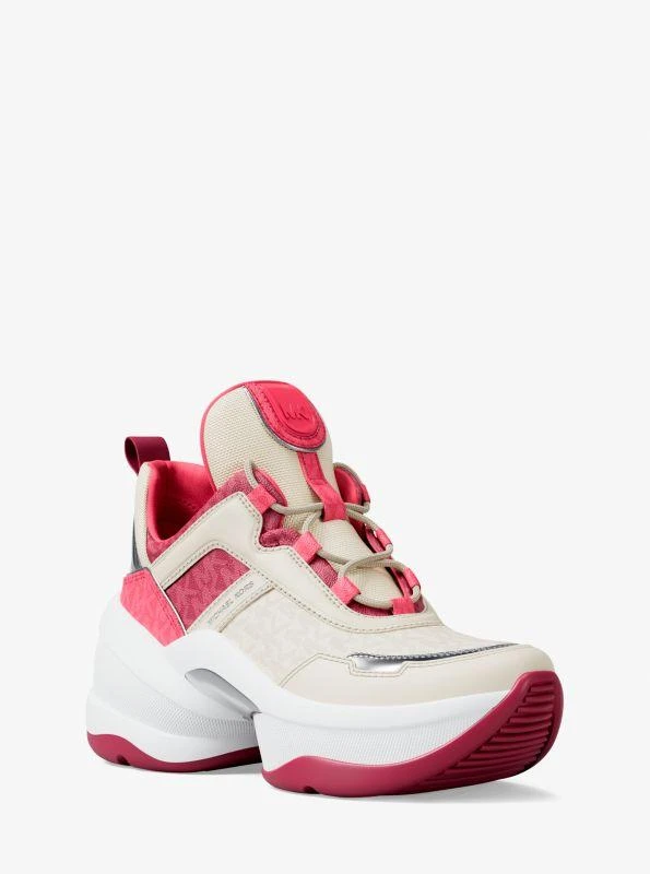 Michael Kors Olympia Mixed-Media Trainer 1