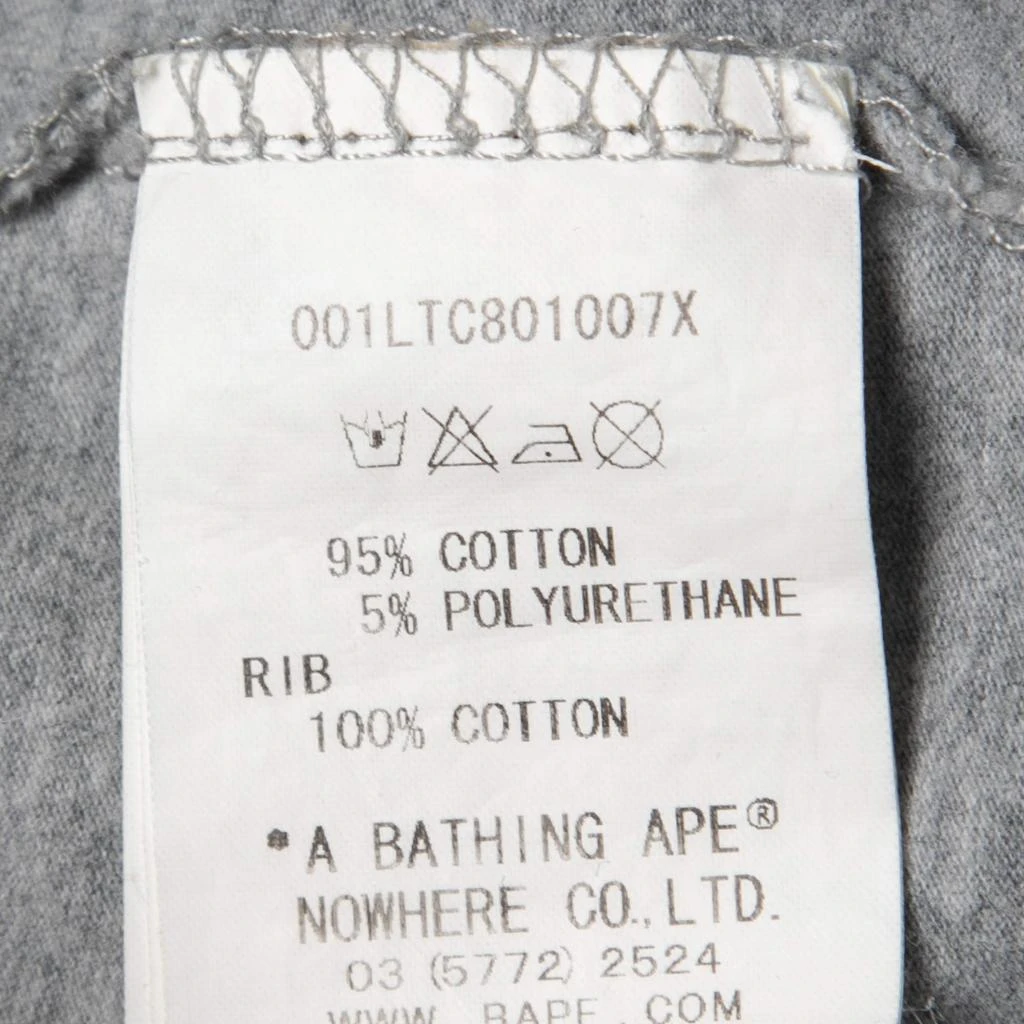 A Bathing Ape A Bathing Ape Grey Shark Print Cotton Crew Neck Long Sleeve T-Shirt L 6