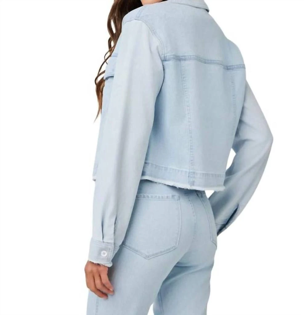 Bella Dahl Coco Fray Mix Denim Jacket In Tidal Spray Wash 2