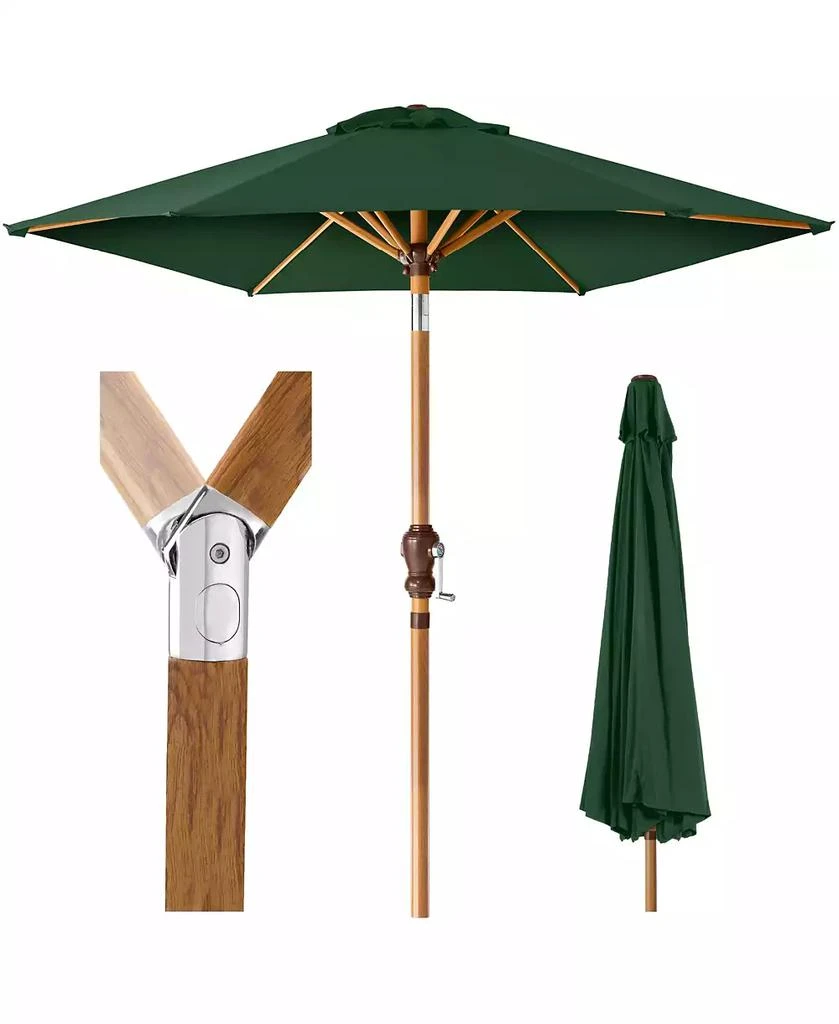 Best Choice Products 10ft Outdoor Woodgrain Pattern Steel Market Patio Umbrella w/ Crank, Tilt