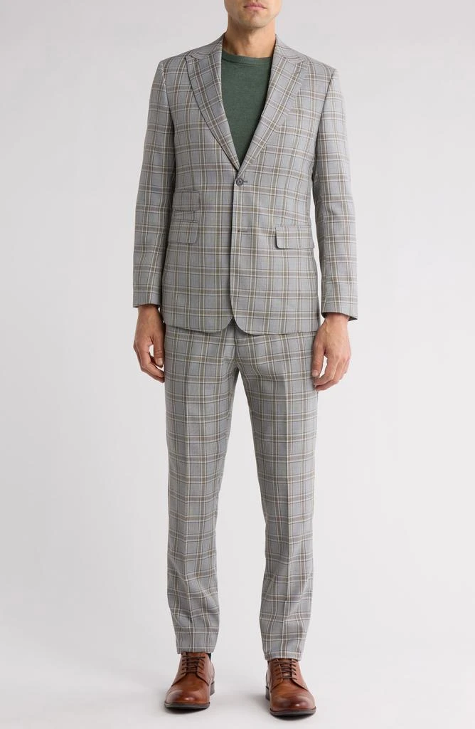 English Laundry Plaid Khaki Stretch Mélange Suit