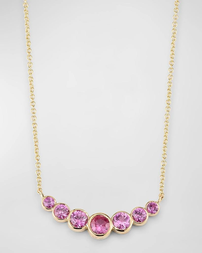Sydney Evan 14K Graduated Bezel Curve Bar Necklace with Pink Sapphires
