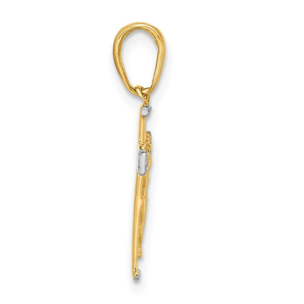 Diamond2Deal 14k Yellow Gold and White Rhodium Diamond-cut Crucifix Cross Pendant 2