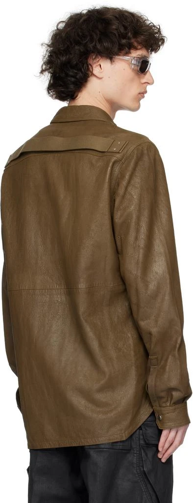Rick Owens Khaki Porterville Outershirt Leather Jacket 3