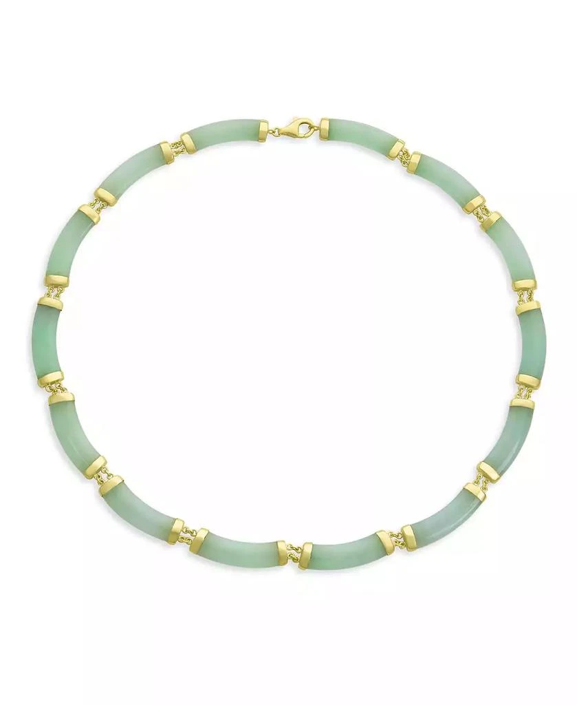 Bling Jewelry Jade Strand Contoured Bar Link Collar Necklace 14K Gold Plated Vermeil
