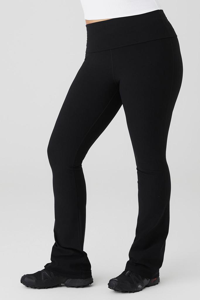 Alo Alosoft Foldover Bootcut Legging - Black - Pants - Free