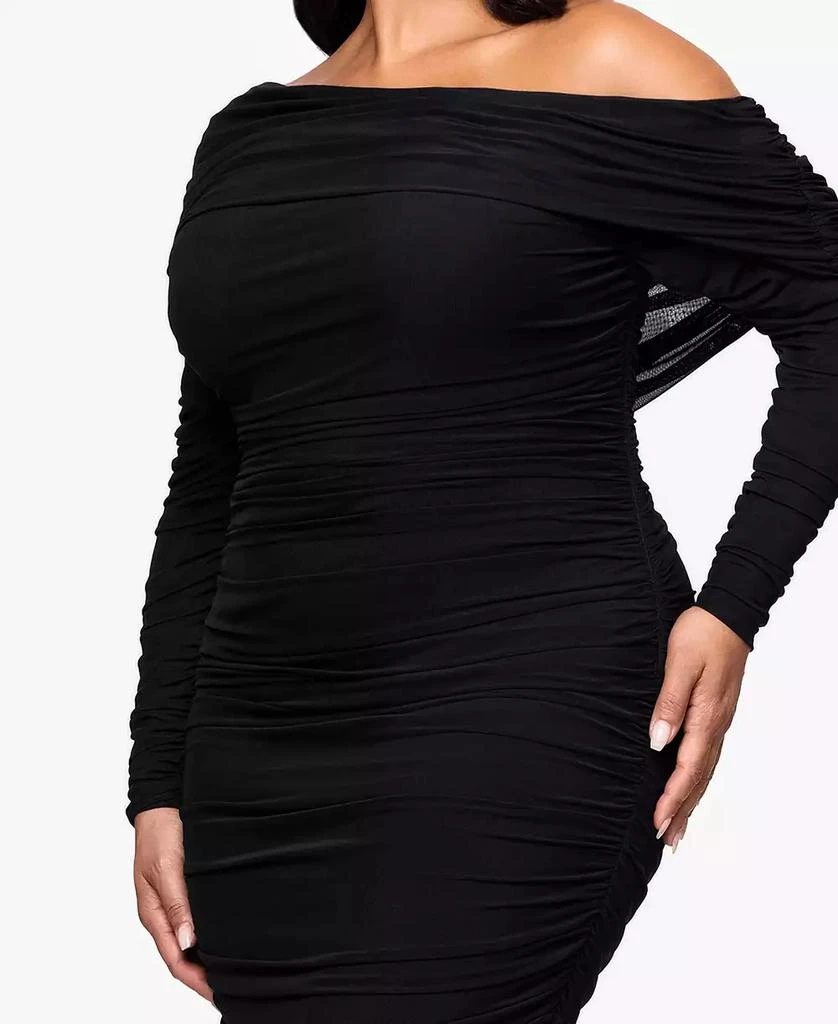 Plus Size Long Ruched Mesh Dress – On Sale Now with Up to 51% Off