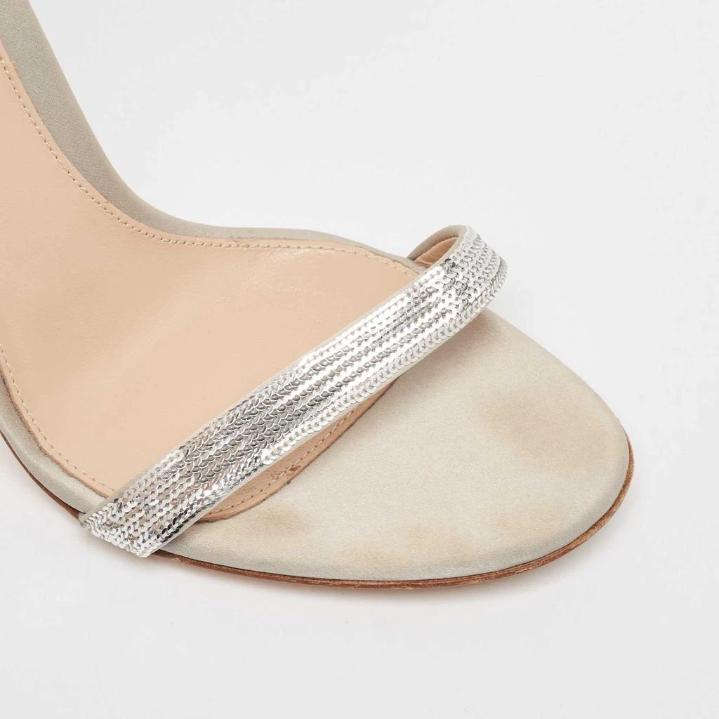 Gianvito Rossi Gianvito Rossi Silver Sequins  and Satin  Montecarlo Ankle Strap Sandals Size  37.5 7