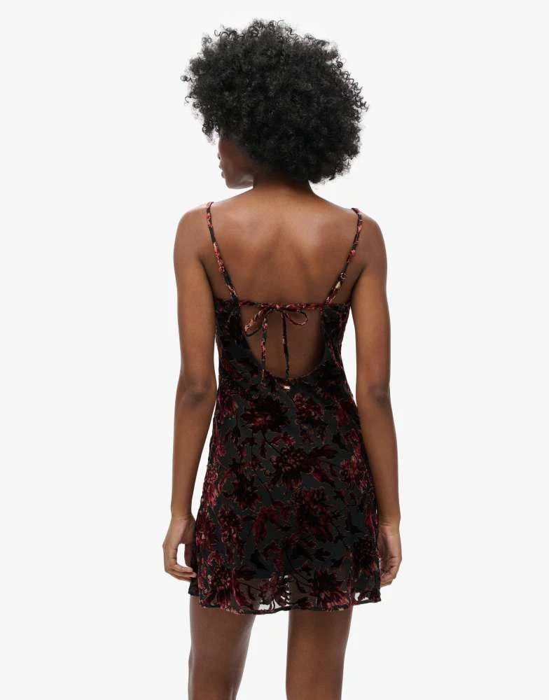 Superdry Superdry Devore cowl neck mini slip dress in merlot red floral 4