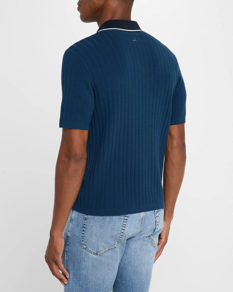 Rag & Bone Men's Sanford Ribbed Johnny Collar Polo Sweater 3