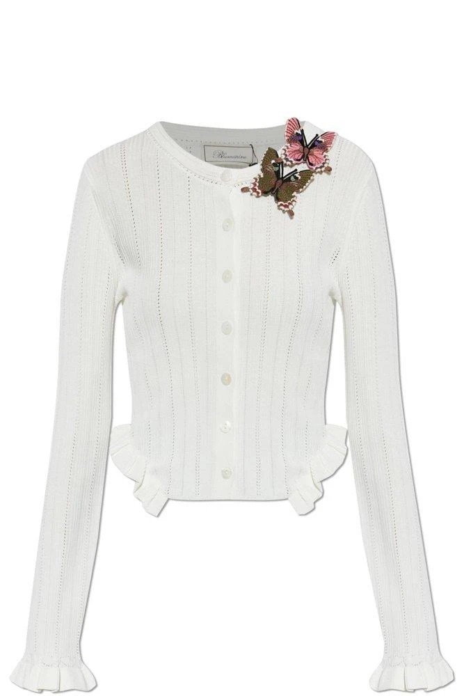 BLUMARINE Blumarine Butterfly Appliqué Ruffled Cardigan