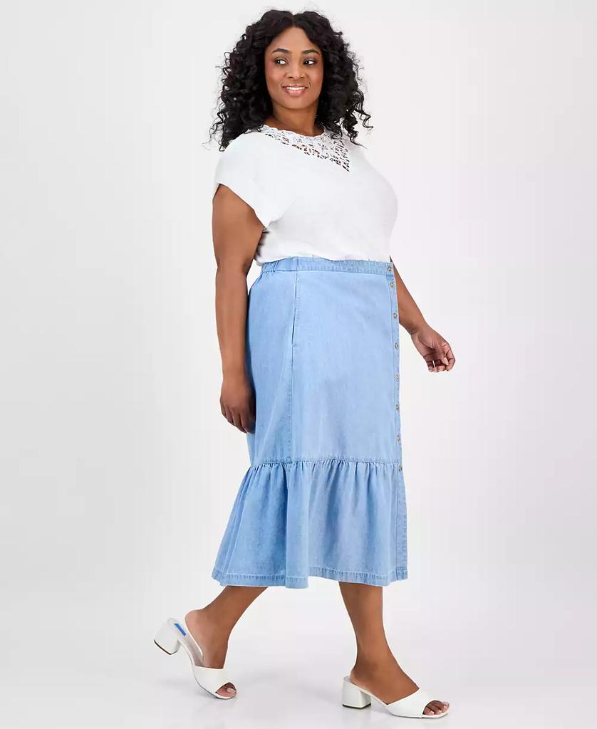 JONES NEW YORK Plus Size Chambray Midi Skirt