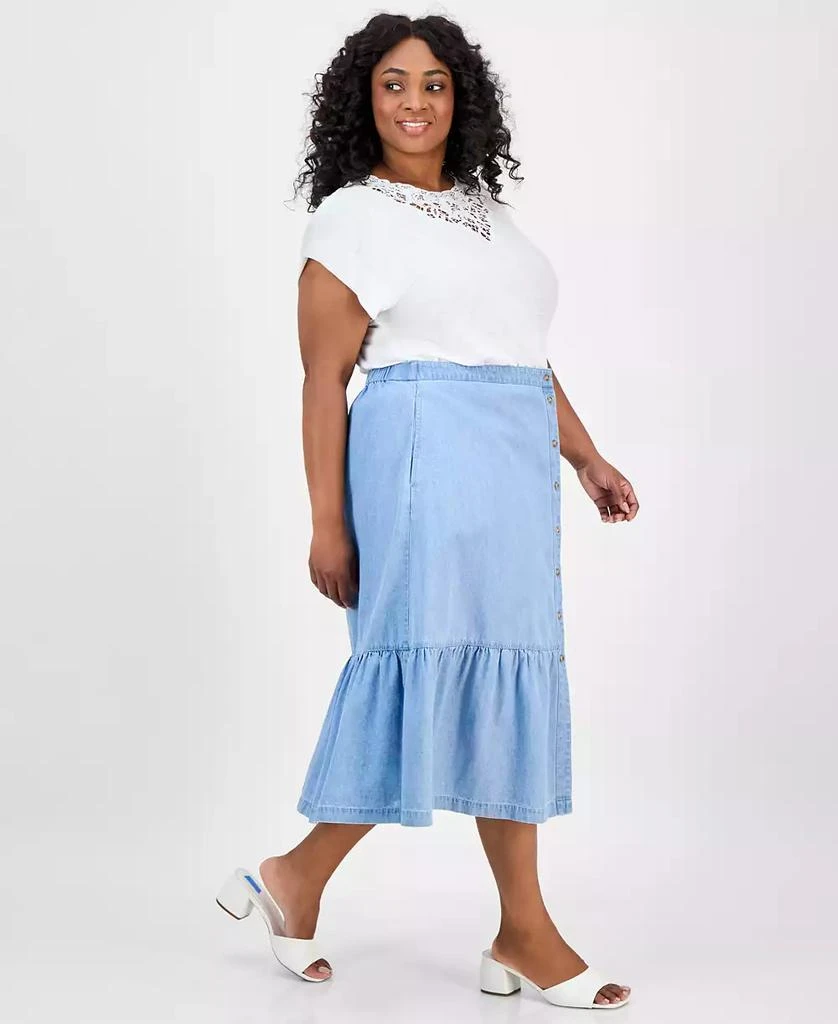 JONES NEW YORK Plus Size Chambray Midi Skirt 2