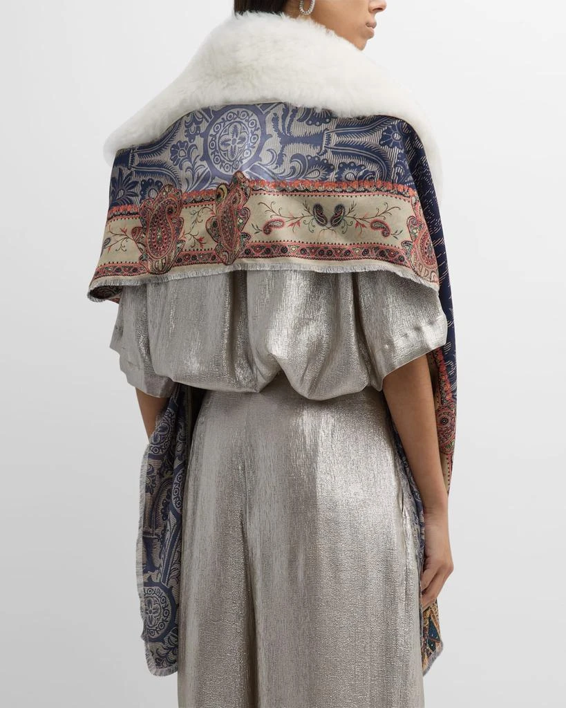 Pierre-louis Mascia Multi-Patterned Silk & Shearling Scarf 6