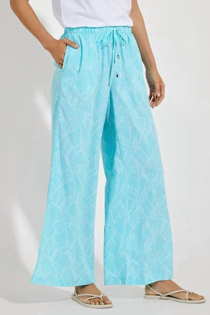 Coolibar Women's Petra Wide Leg Pants Upf 50+ In Aqua 1