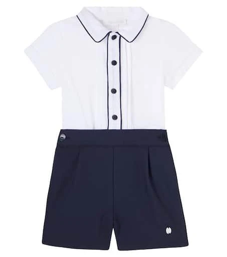 Patachou Baby cotton-blend shirt and shorts set