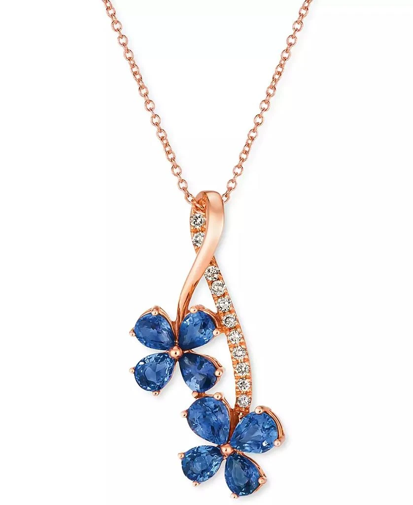 Le Vian Blueberry Sapphire (1-1/2 ct. t.w.) 
Nude Diamond (1/10 ct. t.w.) Flower 18" Pendant Necklace in 14k Rose Gold