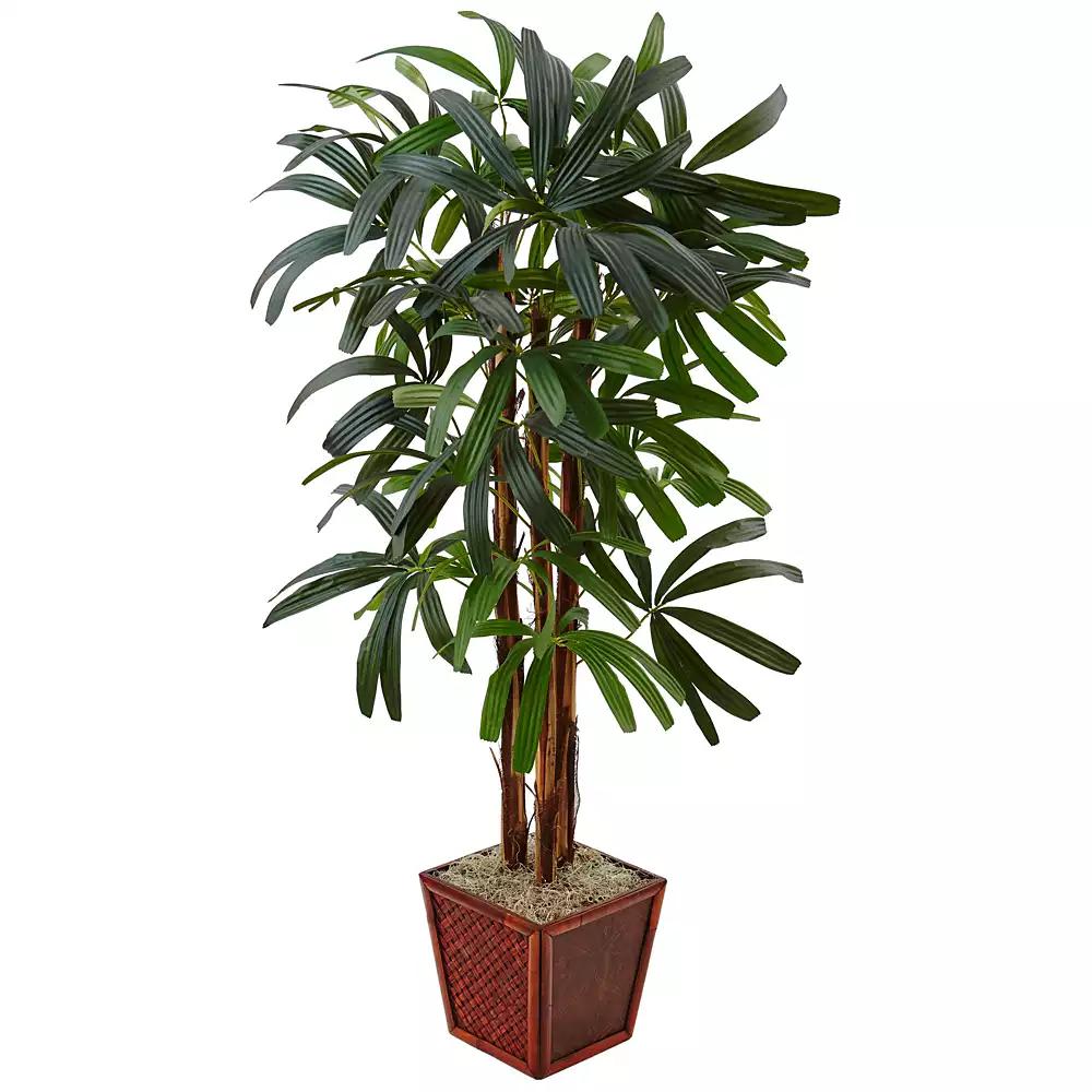 NEARLY NATURAL 5' Raphis Palm Artificial Tree in Planter