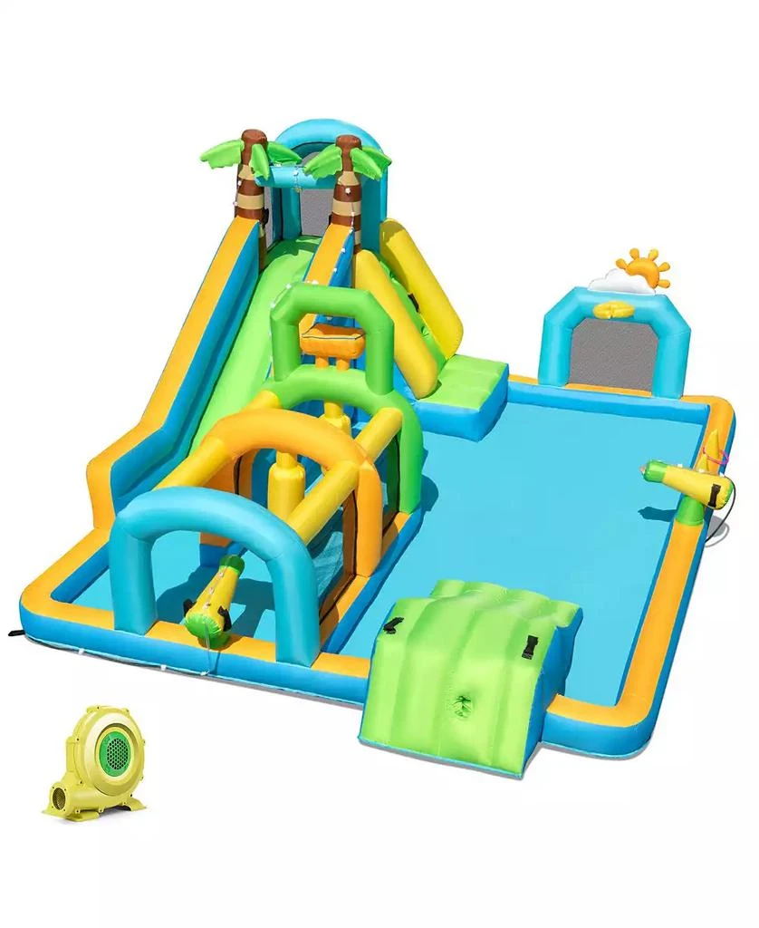 Mecale Tropical Inflatable Dual Water Slide Aqua Park, No Blower Included 2