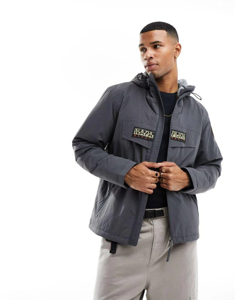 NAPAPIJRI Napapijri Rainforest Winter water-repellent insulated zip up jacket in dark grey 1