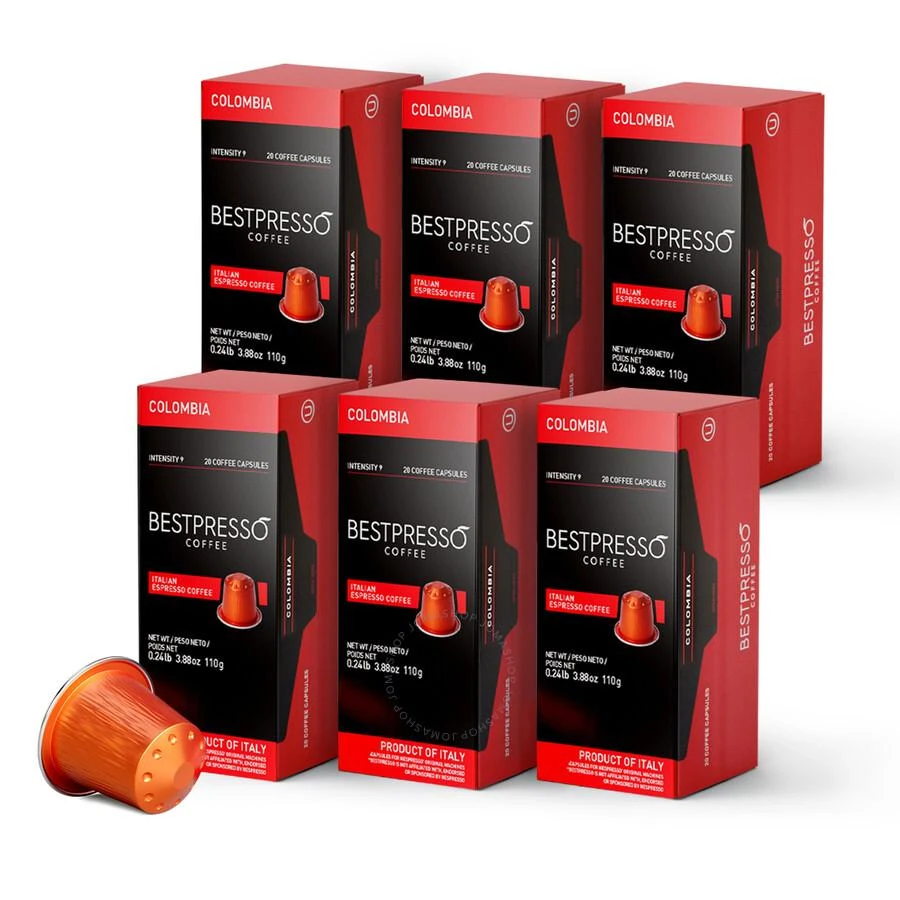 Bestpresso Coffee for Nespresso Original Machine 120 pods Certified Genuine Espresso Colombia Blend Pods Compatible with Nespresso Original