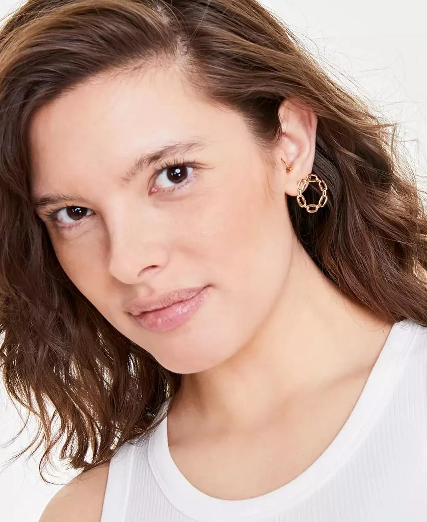 On 34th Small Chain Link Front-Facing Hoop Earrings, 0.88", Created for Macy's 2