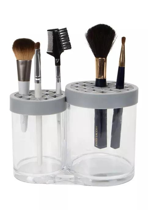Simplify 2 Compartment Cosmetic Brush Holder In Grey